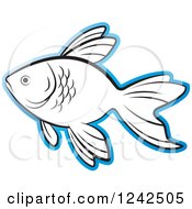 Poster, Art Print Of Black And White Fish Outlined In Blue