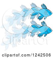 Poster, Art Print Of Leaping Blue Fish In Action