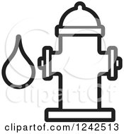 Clipart Of A Black And White Fire Hydrant And Water Drop Royalty Free Vector Illustration