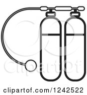 Clipart Of Black And White Diving Kit Oxygen Tanks Royalty Free Vector Illustration