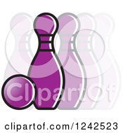 Clipart Of A Purple Bowling Ball And Pins Royalty Free Vector Illustration