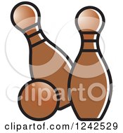 Clipart Of A Brown Bowling Ball And Pins Royalty Free Vector Illustration by Lal Perera