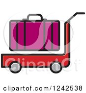 Poster, Art Print Of Red Luggage Cart And Purple Suitcase