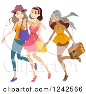 Poster, Art Print Of Trio Of Diverse Teen Girls Going On A Trip