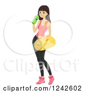 Clipart Of A Young Woman With A Workout Bag And Water Bottle Royalty Free Vector Illustration