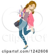 Clipart Of A Late Teen Girl Rushing To Get To School Royalty Free Vector Illustration by BNP Design Studio