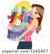 Poster, Art Print Of Teenage Girl Carrying A Basket Of Laundry