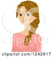 Clipart Of A Pretty Young Girl With Braided Hair Royalty Free Vector Illustration