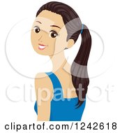 Clipart Of A Beautiful Teen Girl With Her Hair In A Pony Tail Looking Back Royalty Free Vector Illustration