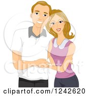 Clipart Of A Happy Blond Woman Embracing Her Father Royalty Free Vector Illustration
