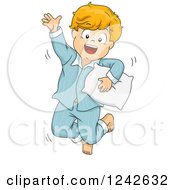 Poster, Art Print Of Happy Red Haired Boy Jumping In His Pjs