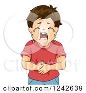Boy Crying And Holding His Tummy
