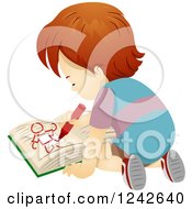 Poster, Art Print Of Boy Kneeling On The Floor And Drawing In A Book