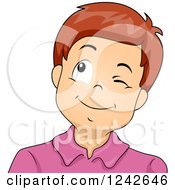 Clipart Of A Boy Looking Up And Winking Royalty Free Vector Illustration