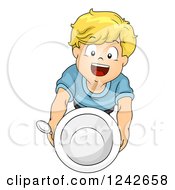 Blond Boy Holding Up An Empty Bowl