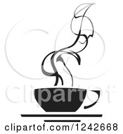 Clipart Of A Black And White Cup Of Coffee With Swirling Steam Royalty Free Vector Illustration by xunantunich