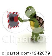 Poster, Art Print Of 3d Tortoise Pushing A Red Button