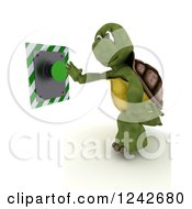 Poster, Art Print Of 3d Tortoise Pushing A Green Button