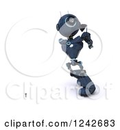 Poster, Art Print Of 3d Blue Android Robot Golfing 6