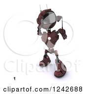 Poster, Art Print Of 3d Red Android Robot Golfing 6