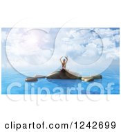 3d Woman Doing Yoga On Rocks In The Ocean