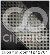 Clipart Of A 3d Diagonal Panel Of Perforated Metal On Scratched Steel Royalty Free Illustration