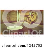 Clipart Of A Distressed Vintage Background Of A Gramophone Player Royalty Free Illustration