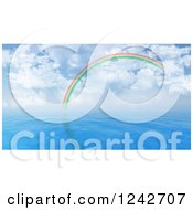 Poster, Art Print Of 3d Rainbow Arching Over Blue Water And A Cloudy Sky