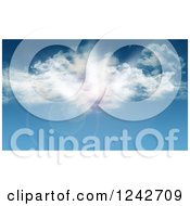 Clipart Of A Blue Sky With Clouds Sunshine And Flares Royalty Free Illustration by KJ Pargeter