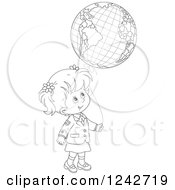 Poster, Art Print Of Black And White School Girl With A Globe Balloon