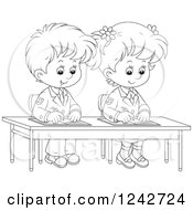 Poster, Art Print Of Black And White School Children Writing At Their Desk
