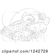 Poster, Art Print Of Black And White Boy Sleeping In A Car Bed