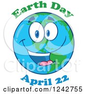 Poster, Art Print Of Happy Smiling Earth Day Globe Character With Text 2