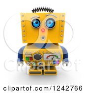 Poster, Art Print Of 3d Amazed Yellow Retro Robot Looking Upwards