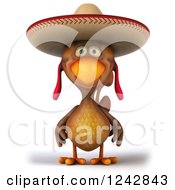 3d Mexican Chicken Wearing A Sombrero Hat