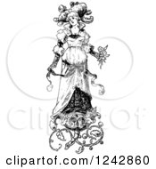 Poster, Art Print Of Vintage Black And White Bride With Floral Designs