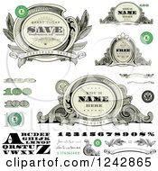 Alphabet Number And Money Design Elements
