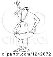 Clipart Of A Black And White Mad Chubby Businessman Shouting And Holding Up A Fist Royalty Free Vector Illustration