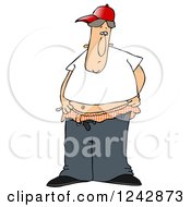 Clipart Of A Young Caucasian Man Trying To Pull His Pants Up Over His Boxers Royalty Free Illustration