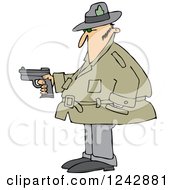 Poster, Art Print Of Chubby Caucasian Private Investigator Man Holding A Pistol