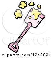 Clipart Of A Digging Pink Shovel Royalty Free Vector Illustration by lineartestpilot