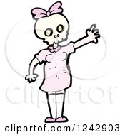 Clipart Of A Waving Skeleton Girl Royalty Free Vector Illustration by lineartestpilot