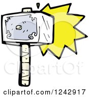 Clipart Of A Stone Hammer Hitting Royalty Free Vector Illustration