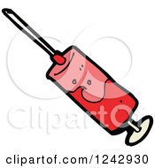Clipart Of A Syringe With Blood Royalty Free Vector Illustration by lineartestpilot