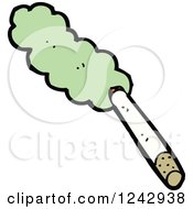 Clipart Of A Cigarette With Green Smoke Royalty Free Vector Illustration