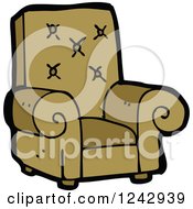 Clipart Of A Brown Arm Chair Royalty Free Vector Illustration