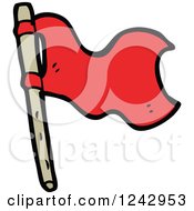 Clipart Of A Red Flag Royalty Free Vector Illustration