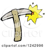 Clipart Of A Pickaxe Making Contact Royalty Free Vector Illustration by lineartestpilot
