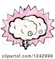 Clipart Of A Brain Over A Pink Burst Royalty Free Vector Illustration
