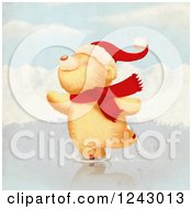 Clipart Of A Cute Christmas Bear Ice Skating Royalty Free Illustration